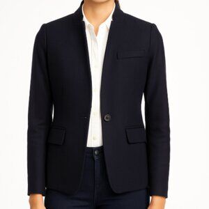 J.Crew Regent Blazer Navy Wool Classic Tailored Work Jacket 98% Wool Size 2
